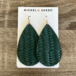 Nickel & Suede Leather Earrings - Evergreen Knit